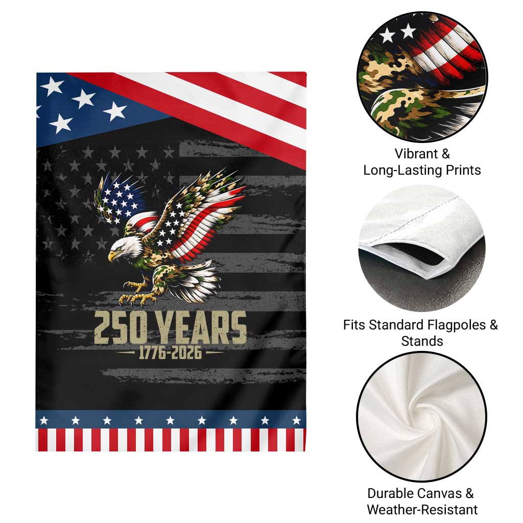 250 Years America Anniversary Patriotic Garden Flag Military Eagle American Flag Camo