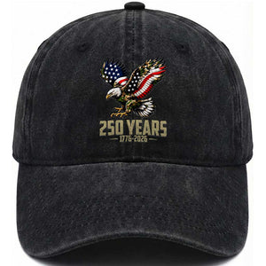 250 Years America Anniversary Washed Cotton Baseball Cap Military Eagle American Flag Camo
