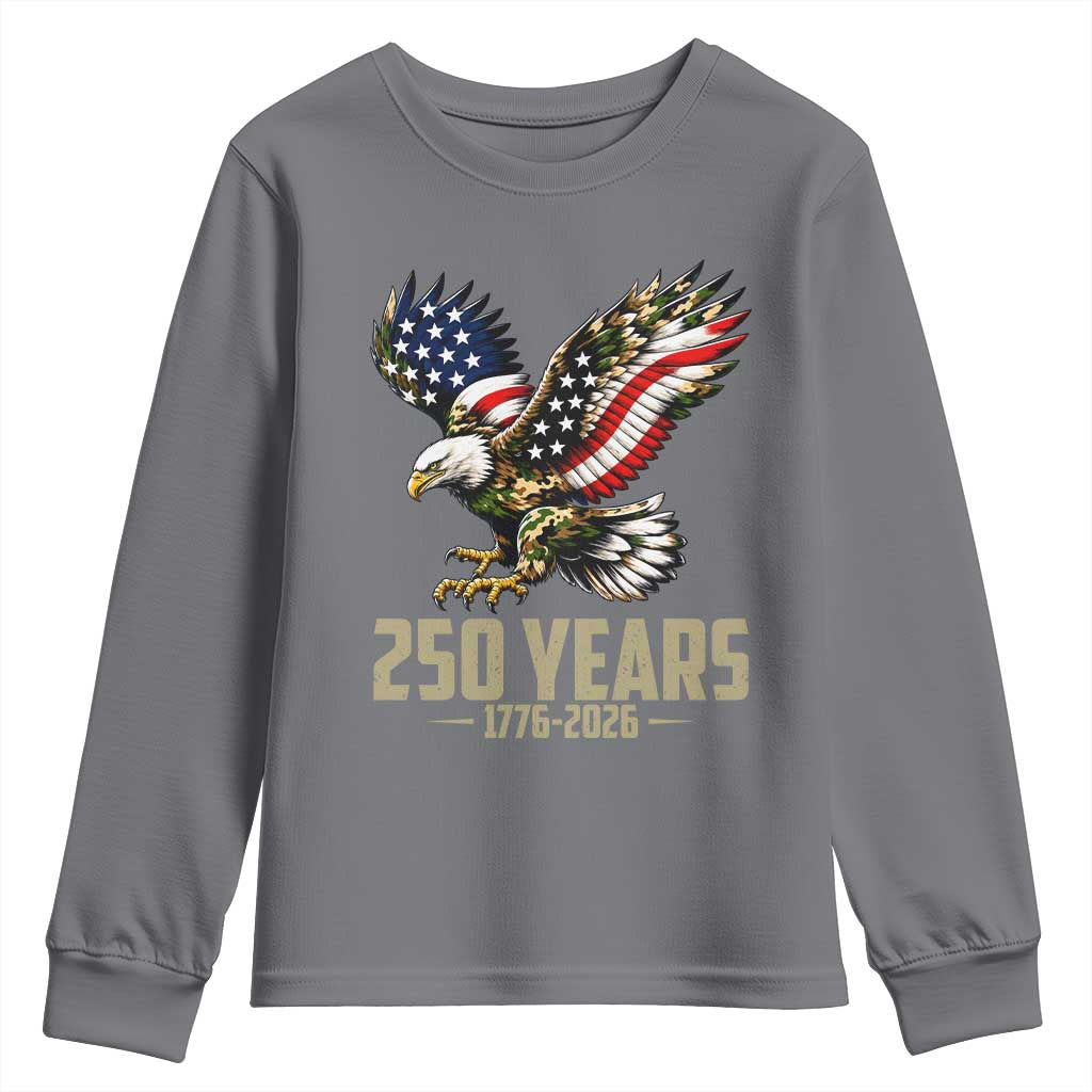 250 Years America Anniversary Youth Sweatshirt Military Eagle American Flag Camo
