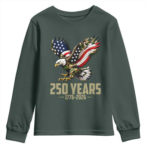 250 Years America Anniversary Youth Sweatshirt Military Eagle American Flag Camo