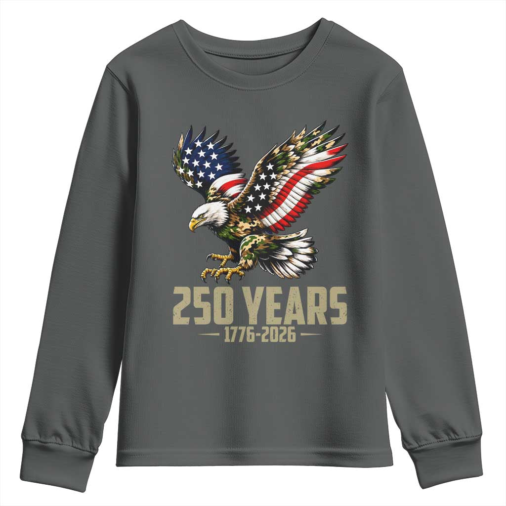 250 Years America Anniversary Youth Sweatshirt Military Eagle American Flag Camo