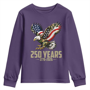 250 Years America Anniversary Youth Sweatshirt Military Eagle American Flag Camo