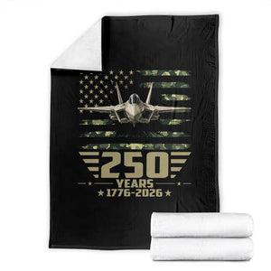 250 Years Anniversary Throw Blanket Patriotic Jet Fighter US Flag Camo