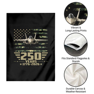250 Years Anniversary Garden Flag Patriotic Jet Fighter US Flag Camo