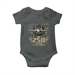 250 Years Anniversary Baby Onesie Patriotic Jet Fighter US Flag Camo