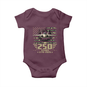 250 Years Anniversary Baby Onesie Patriotic Jet Fighter US Flag Camo