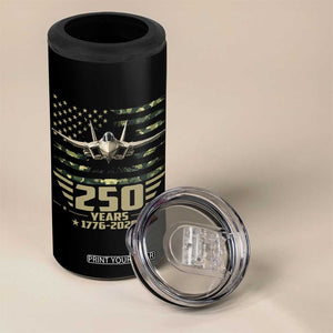 250 Years Anniversary 4 in 1 Can Cooler Tumbler Patriotic Jet Fighter US Flag Camo