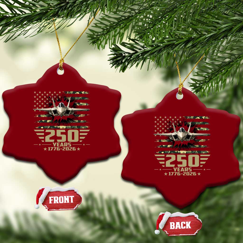 250 Years Anniversary Ceramic Ornament Patriotic Jet Fighter US Flag Camo