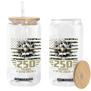 250 Years Anniversary Glass Can Patriotic Jet Fighter US Flag Camo