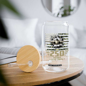 250 Years Anniversary Glass Can Patriotic Jet Fighter US Flag Camo