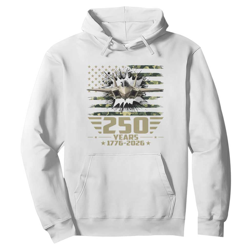 250 Years Anniversary Hoodie Patriotic Jet Fighter US Flag Camo