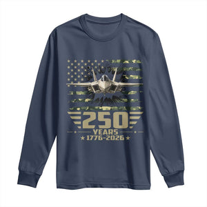 250 Years Anniversary Long Sleeve Shirt Patriotic Jet Fighter US Flag Camo