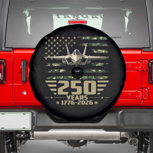 250 Years Anniversary Spare Tire Cover Patriotic Jet Fighter US Flag Camo
