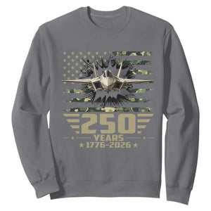 250 Years Anniversary Sweatshirt Patriotic Jet Fighter US Flag Camo