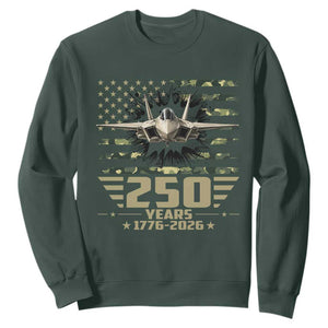 250 Years Anniversary Sweatshirt Patriotic Jet Fighter US Flag Camo
