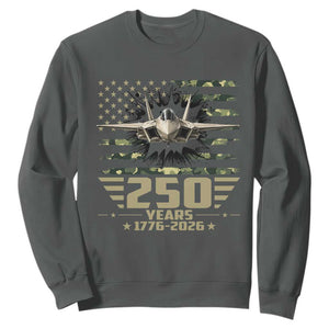 250 Years Anniversary Sweatshirt Patriotic Jet Fighter US Flag Camo