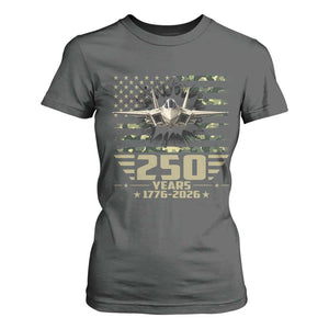 250 Years Anniversary T Shirt For Women Patriotic Jet Fighter US Flag Camo