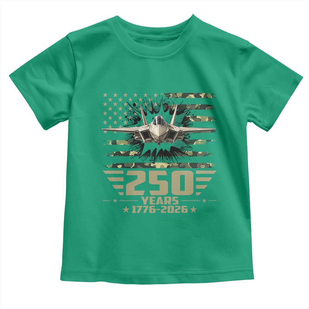 250 Years Anniversary Toddler T Shirt Patriotic Jet Fighter US Flag Camo