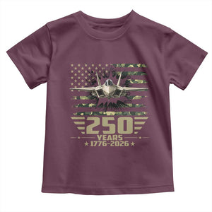 250 Years Anniversary Toddler T Shirt Patriotic Jet Fighter US Flag Camo