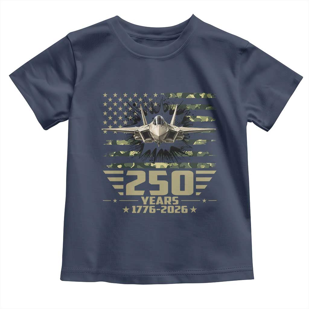 250 Years Anniversary Toddler T Shirt Patriotic Jet Fighter US Flag Camo