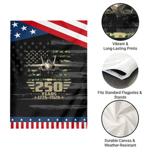 250 Years Anniversary Patriotic Garden Flag Jet Fighter US Flag Camo