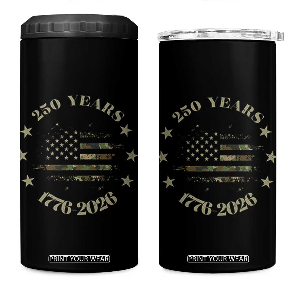 250 Years Anniversary 4 in 1 Can Cooler Tumbler Camo American Flag Independence Day
