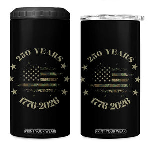 250 Years Anniversary 4 in 1 Can Cooler Tumbler Camo American Flag Independence Day
