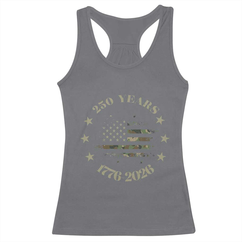 250 Years Anniversary Racerback Tank Top Camo American Flag Independence Day