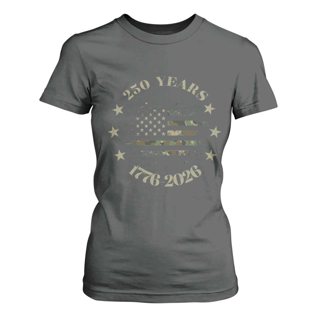 250 Years Anniversary T Shirt For Women Camo American Flag Independence Day