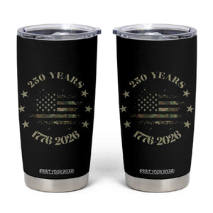 250 Years Anniversary Tumbler Cup Camo American Flag Independence Day