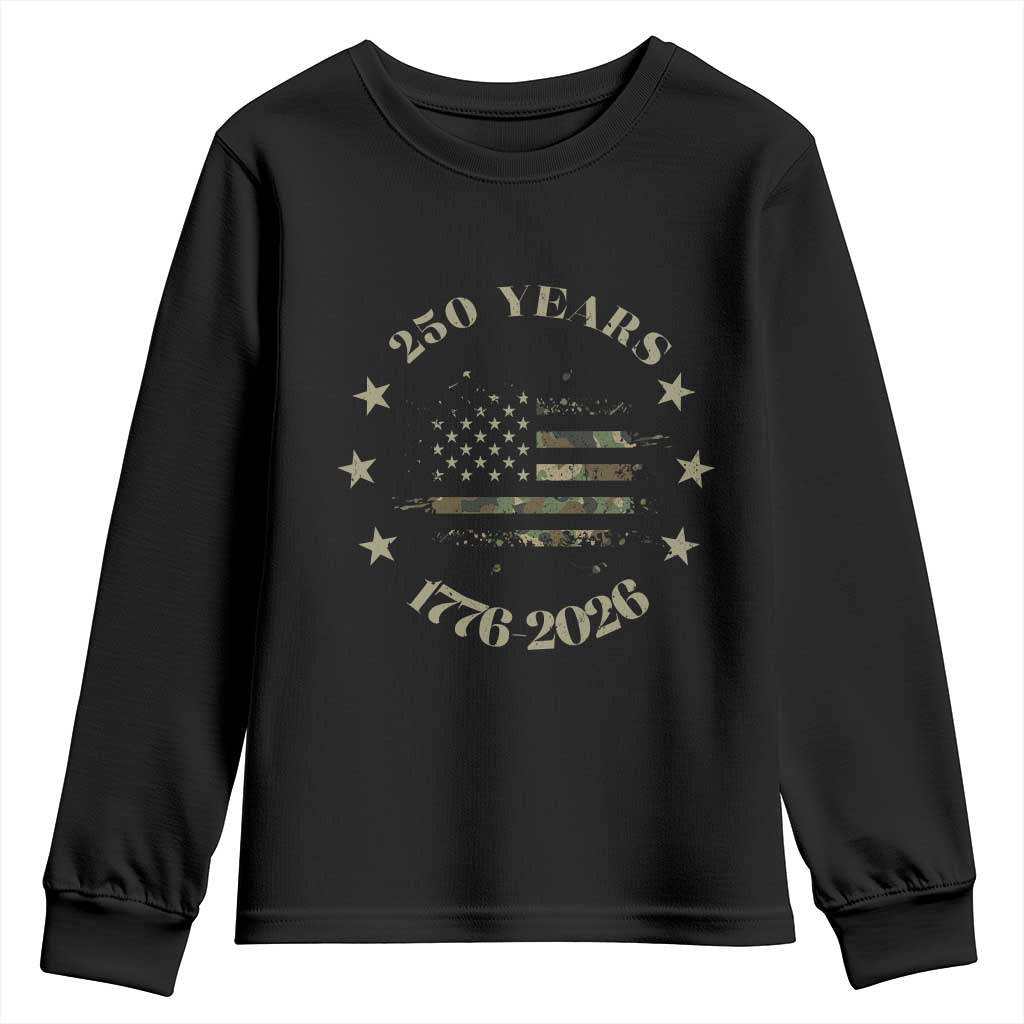 250 Years Anniversary Youth Sweatshirt Camo American Flag Independence Day