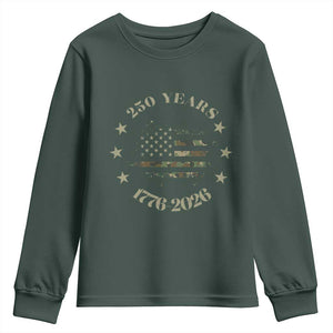 250 Years Anniversary Youth Sweatshirt Camo American Flag Independence Day