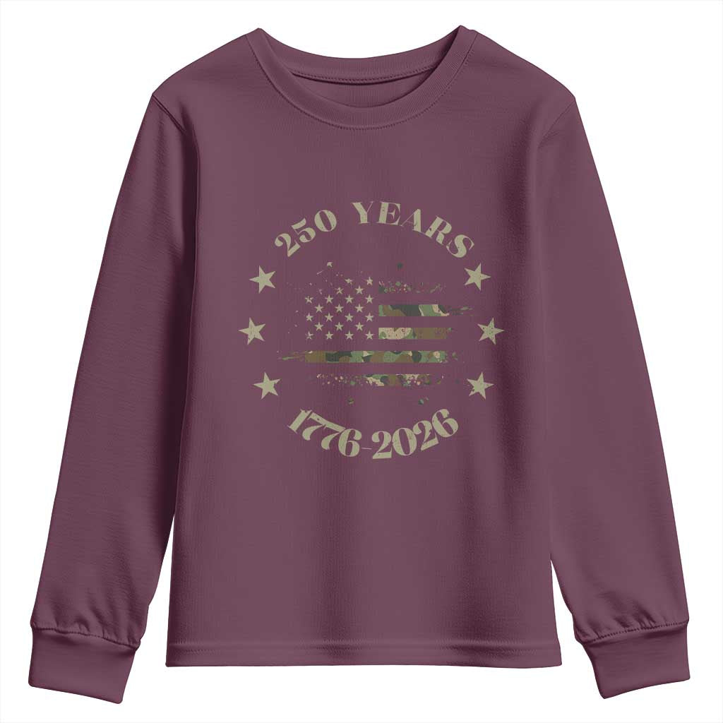 250 Years Anniversary Youth Sweatshirt Camo American Flag Independence Day