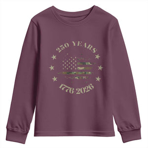 250 Years Anniversary Youth Sweatshirt Camo American Flag Independence Day