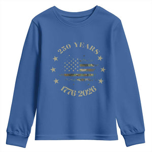 250 Years Anniversary Youth Sweatshirt Camo American Flag Independence Day