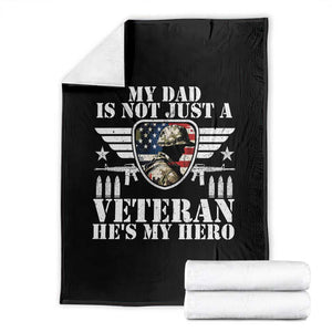 Military Family Veteran Support Throw Blanket My Papa US Veteran My Hero