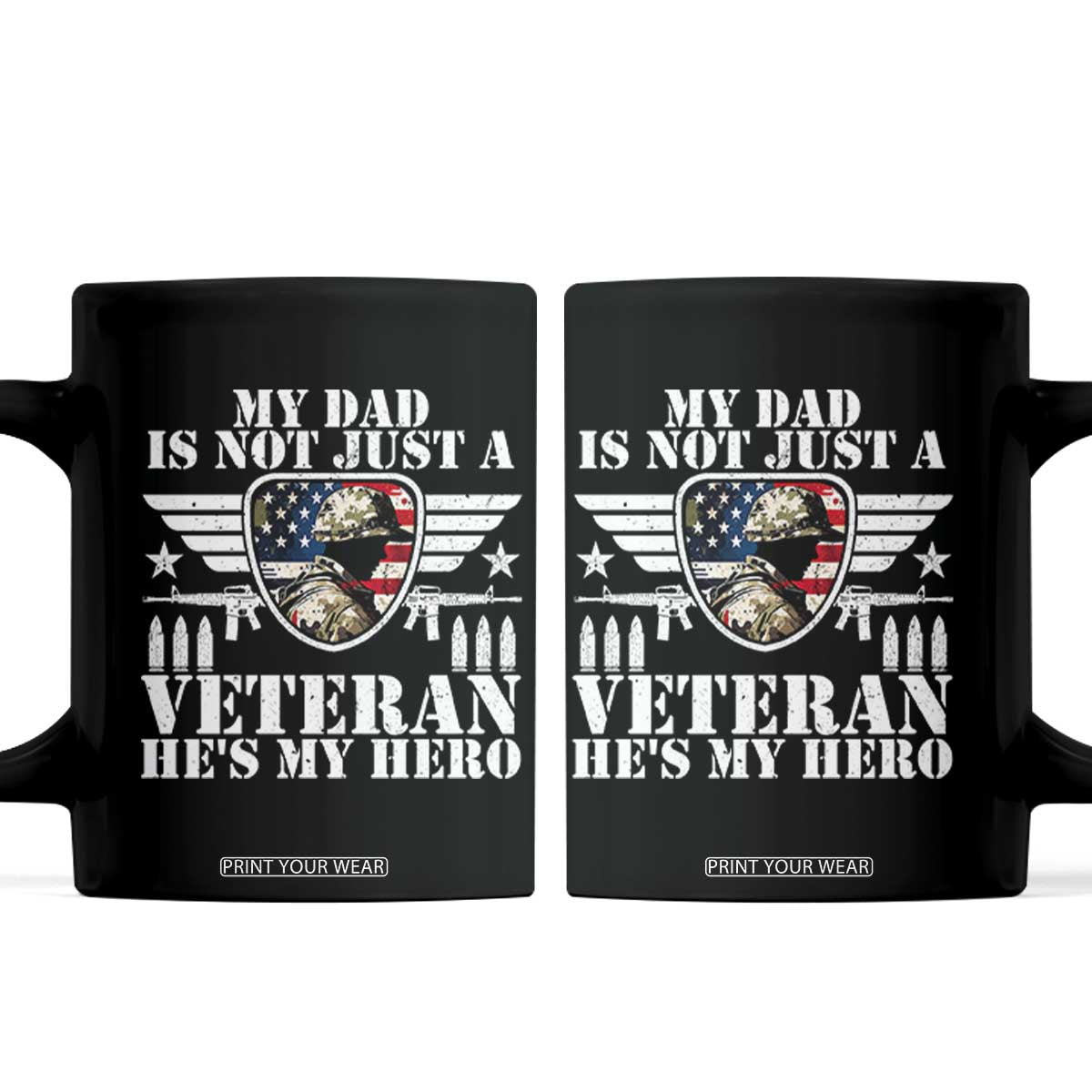 Military Family Veteran Support Coffee Mug My Papa US Veteran My Hero TS14 Black Print Your Wear