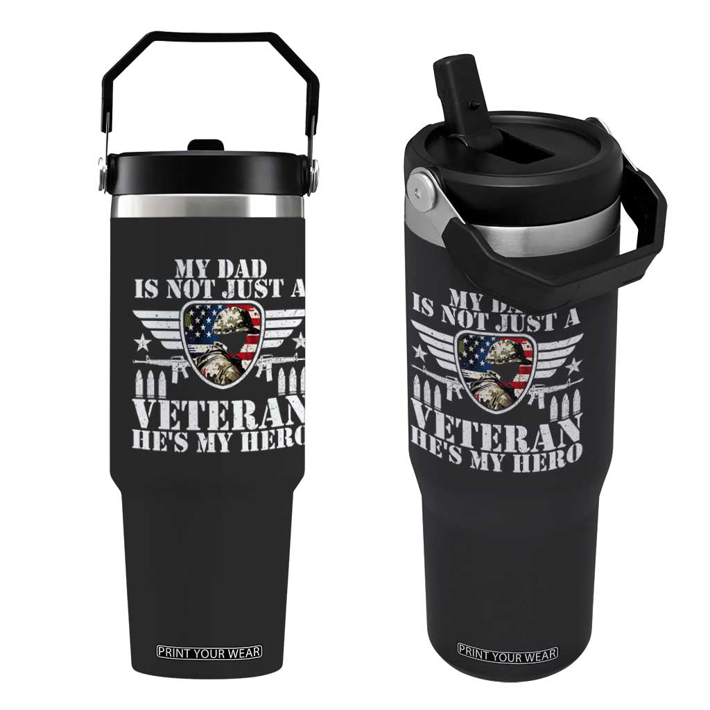 Military Family Veteran Support Flip Straw Tumbler My Papa US Veteran My Hero