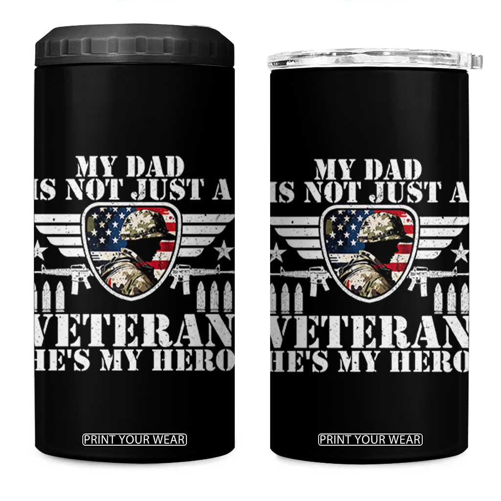 Military Family Veteran Support 4 in 1 Can Cooler Tumbler My Papa US Veteran My Hero