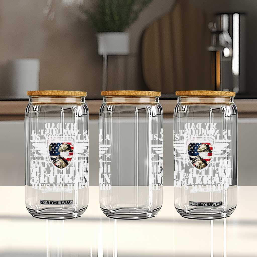 Military Family Veteran Support Glass Can My Papa US Veteran My Hero