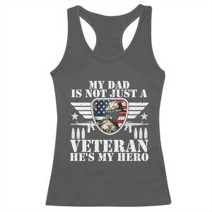 Military Family Veteran Support Racerback Tank Top My Papa US Veteran My Hero