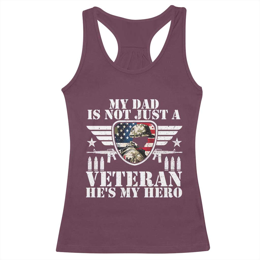 Military Family Veteran Support Racerback Tank Top My Papa US Veteran My Hero