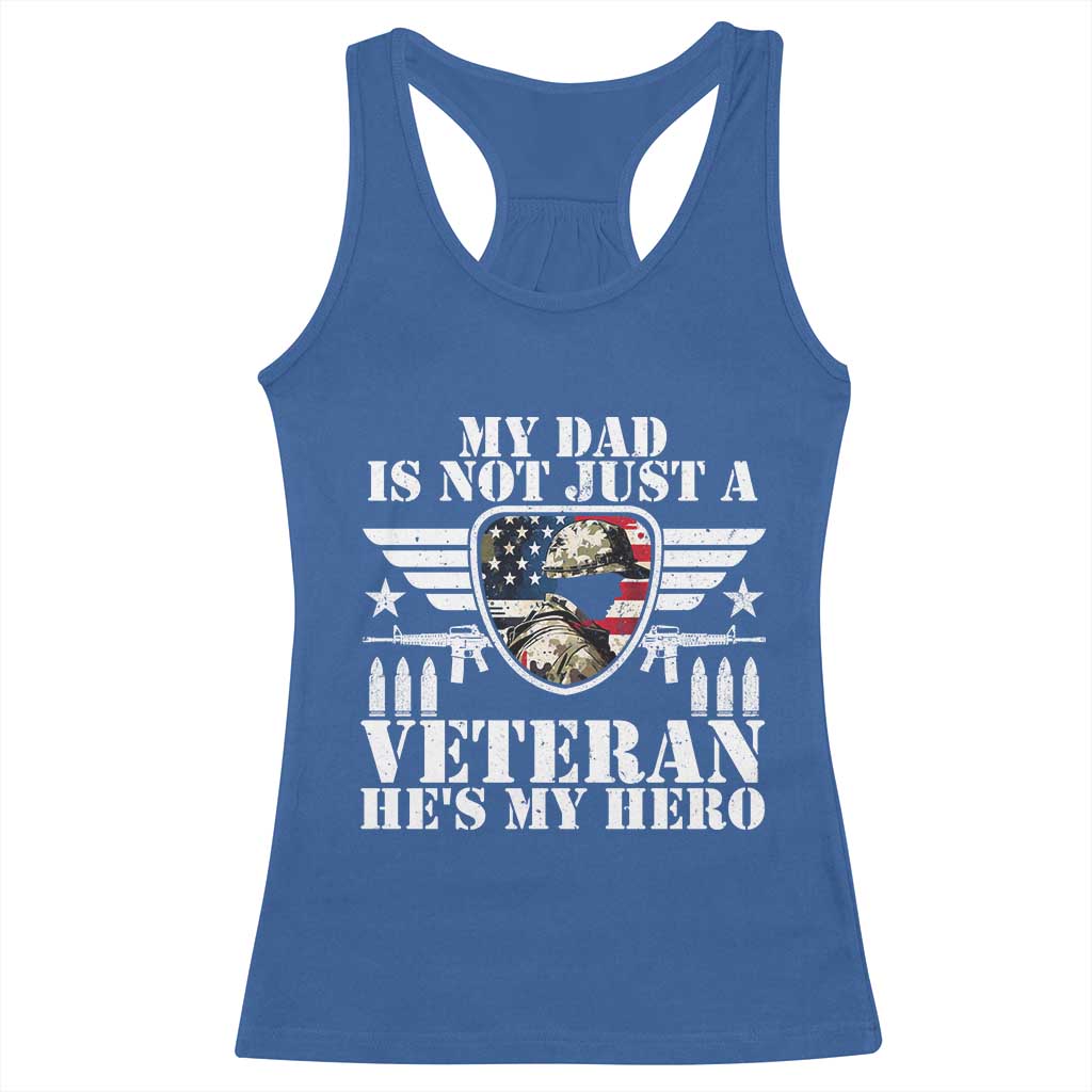Military Family Veteran Support Racerback Tank Top My Papa US Veteran My Hero
