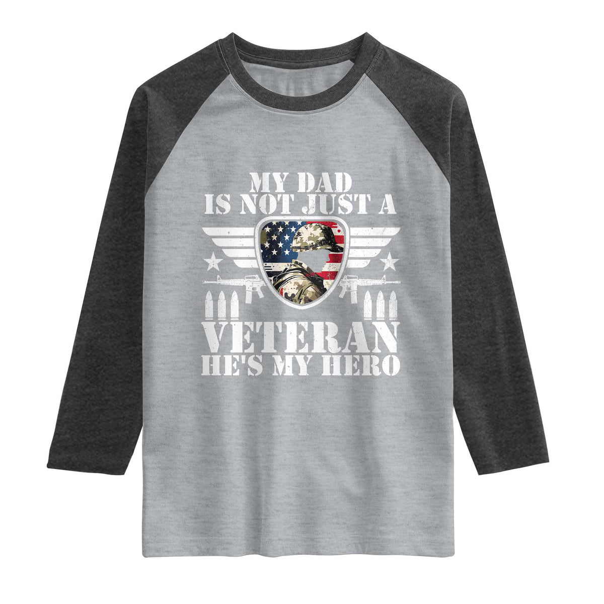 Military Family Veteran Support Raglan Shirt My Papa US Veteran My Hero