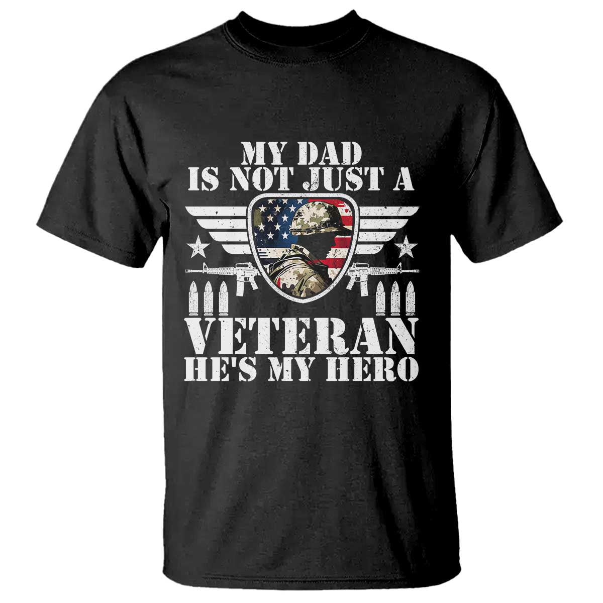 Military Family Veteran Support T Shirt My Papa US Veteran My Hero TS14 Black Print Your Wear