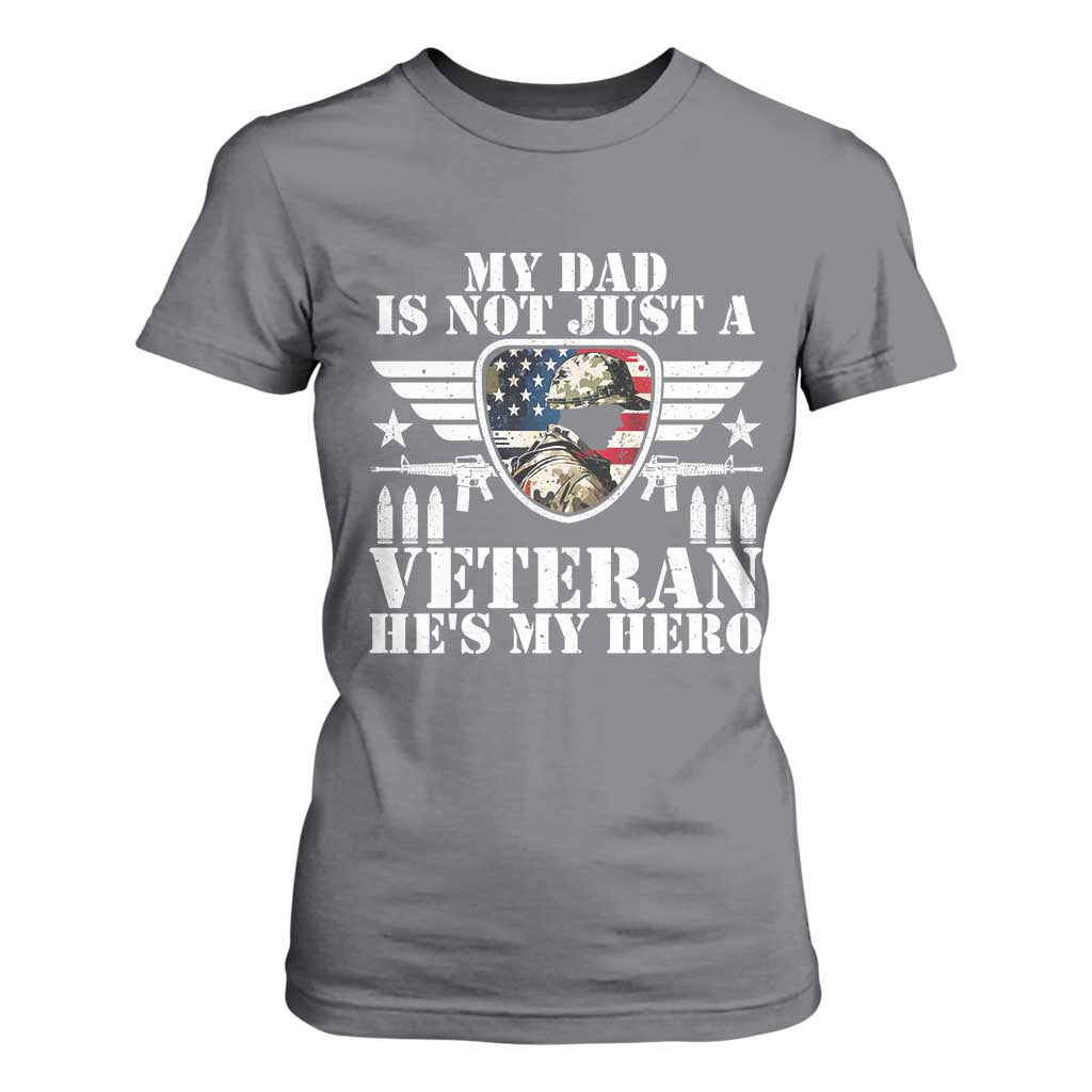 Military Family Veteran Support T Shirt For Women My Papa US Veteran My Hero