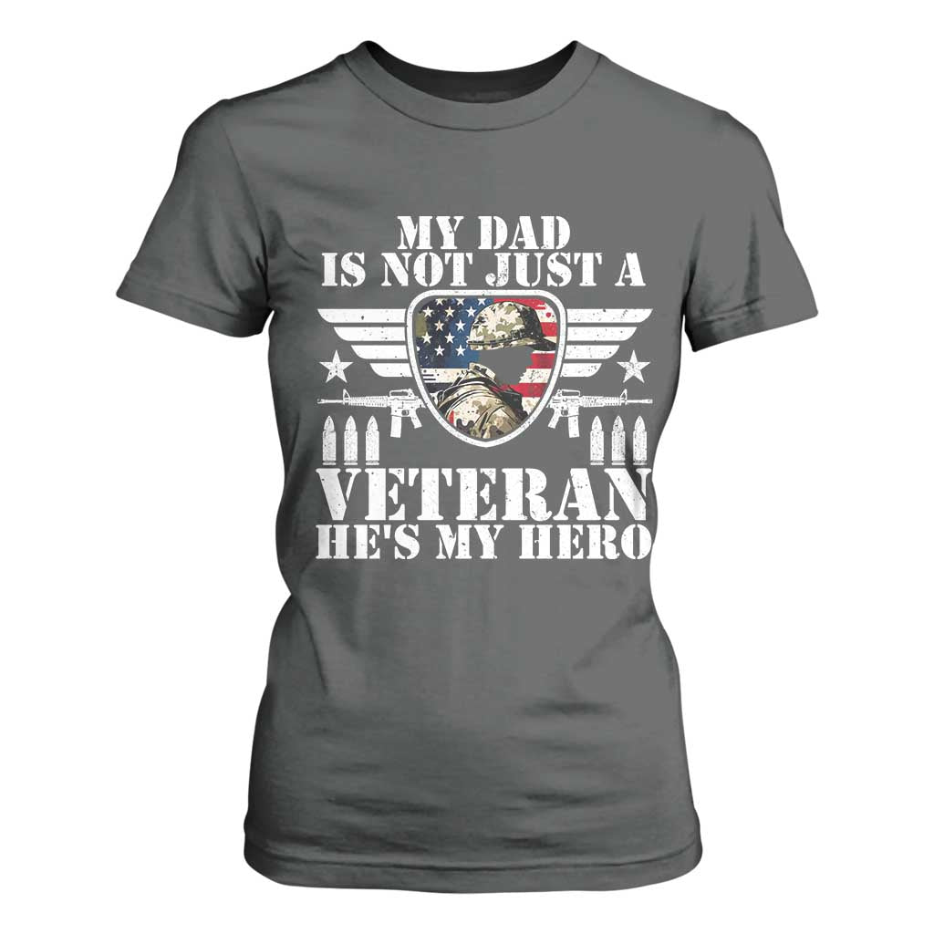 Military Family Veteran Support T Shirt For Women My Papa US Veteran My Hero