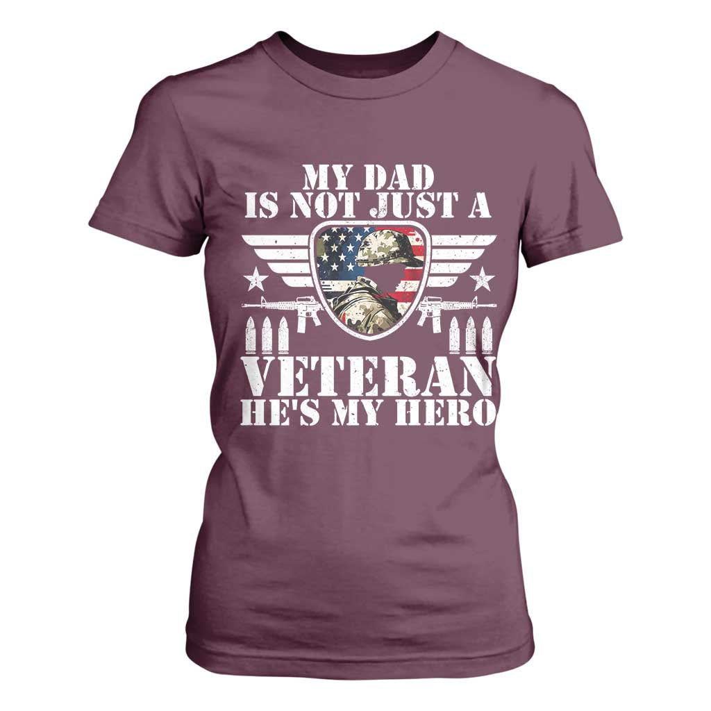 Military Family Veteran Support T Shirt For Women My Papa US Veteran My Hero