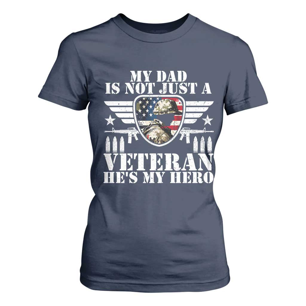 Military Family Veteran Support T Shirt For Women My Papa US Veteran My Hero