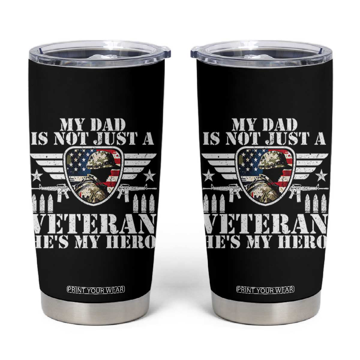 Military Family Veteran Support Tumbler Cup My Papa US Veteran My Hero